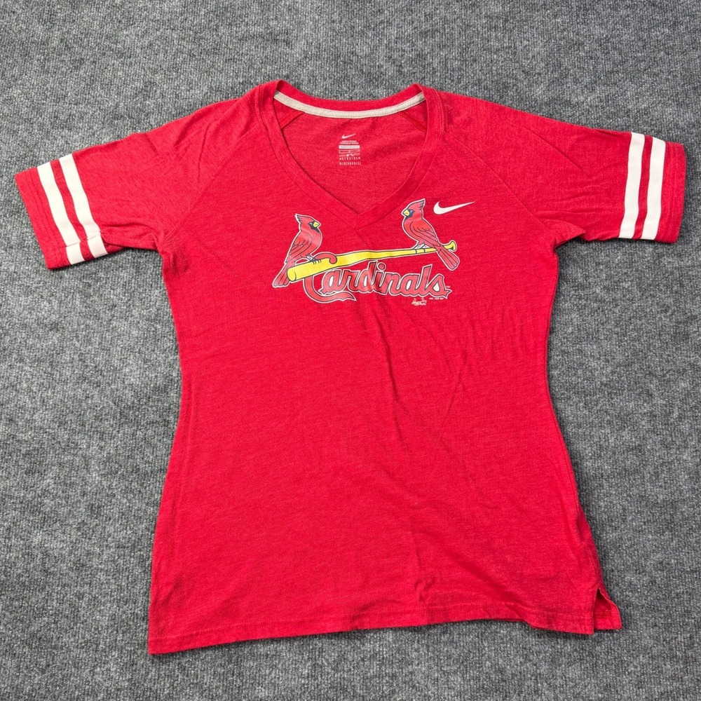 St Louis Cardinals Nike V Neck Shirt Womens L Red MLB Baseball